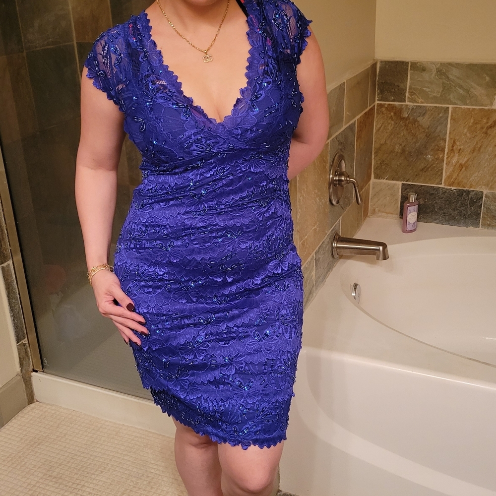 Super chic blue beaded dress